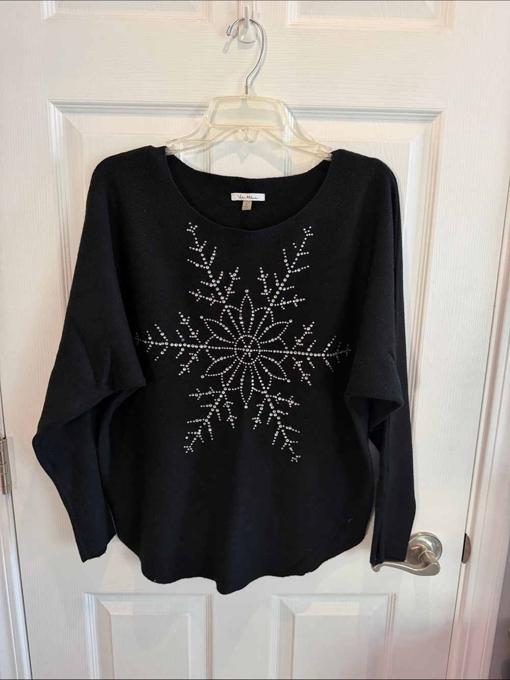 Vila Milano Black Crystal Snowflake Sweater